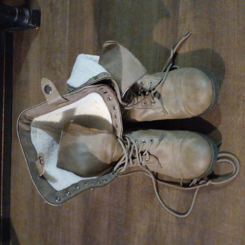 Faux wool lined combat boots